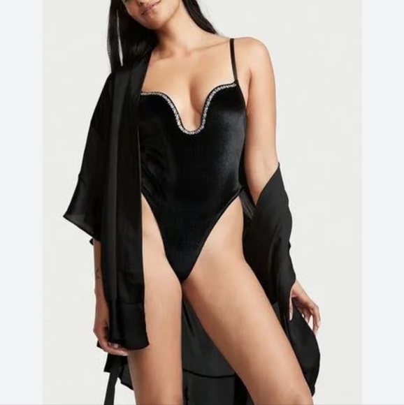 Victoria's Secret Other - 🩷NWT Rhinstone Velvet Push Up Bodysuit